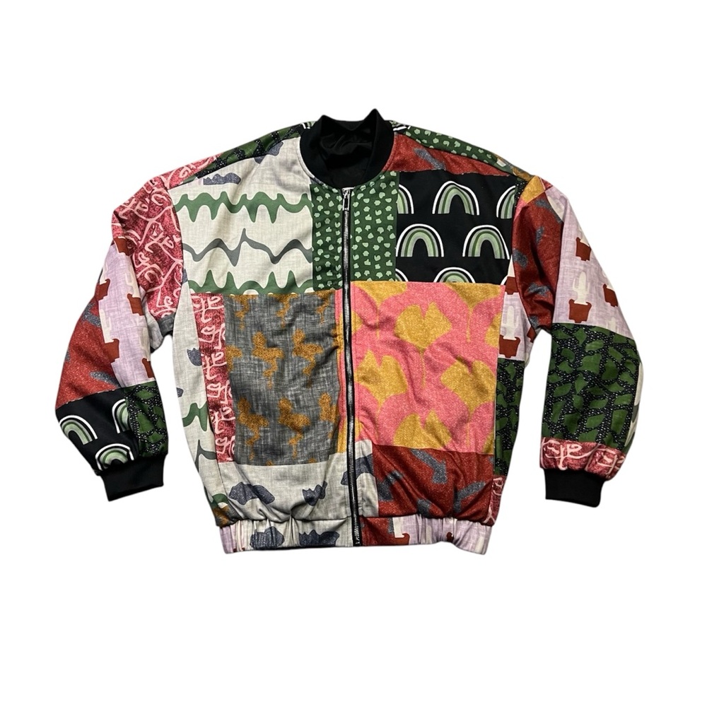 Patch Blocked Bomber Jacket - image 1